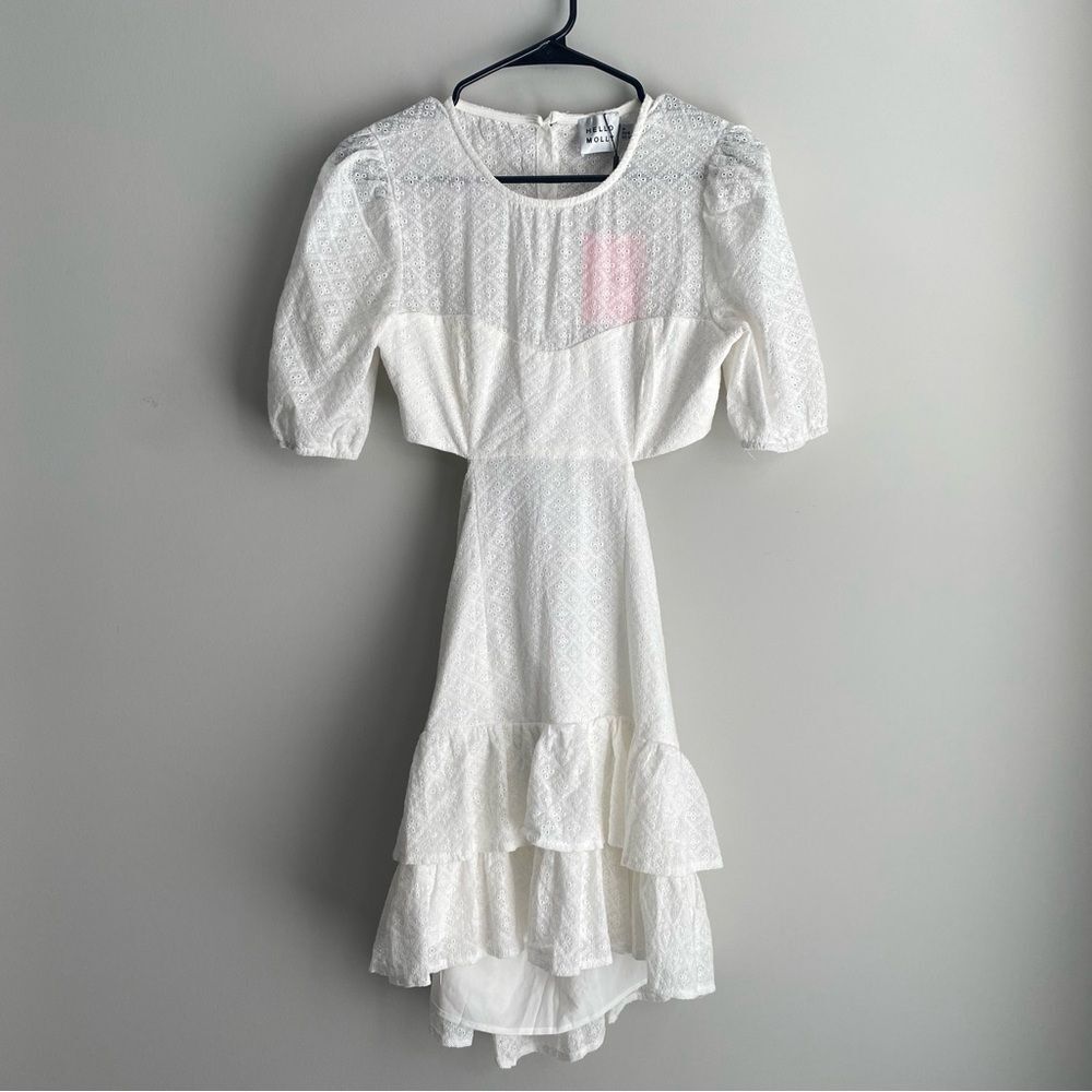 HELLO MOLLY Dream With Me Eyelet Open Back Dress White - Picture 2 of 10